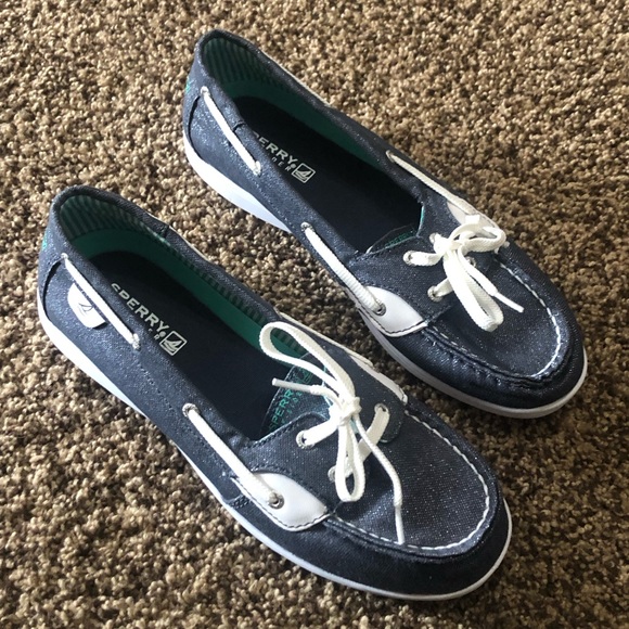 Sperry Other - Sperry Top Sider Shoresider Sparkle Blue Boat Shoe Soze 5.5 kids New NWOT SlipOn